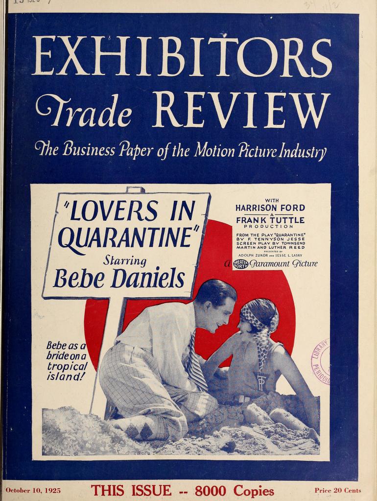 EXHIBITORS TRADE REVIEW magazine side cover 10 October 1925