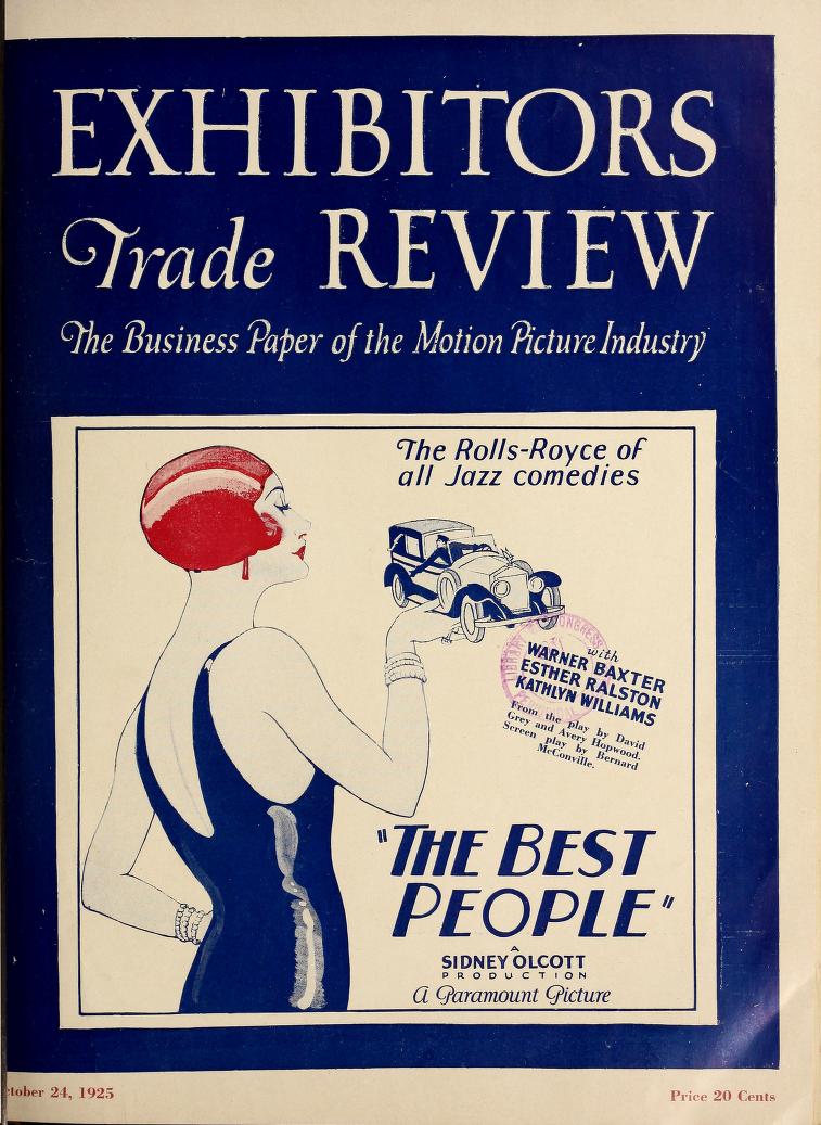 EXHIBITORS TRADE REVIEW magazine side cover 24 October 1925