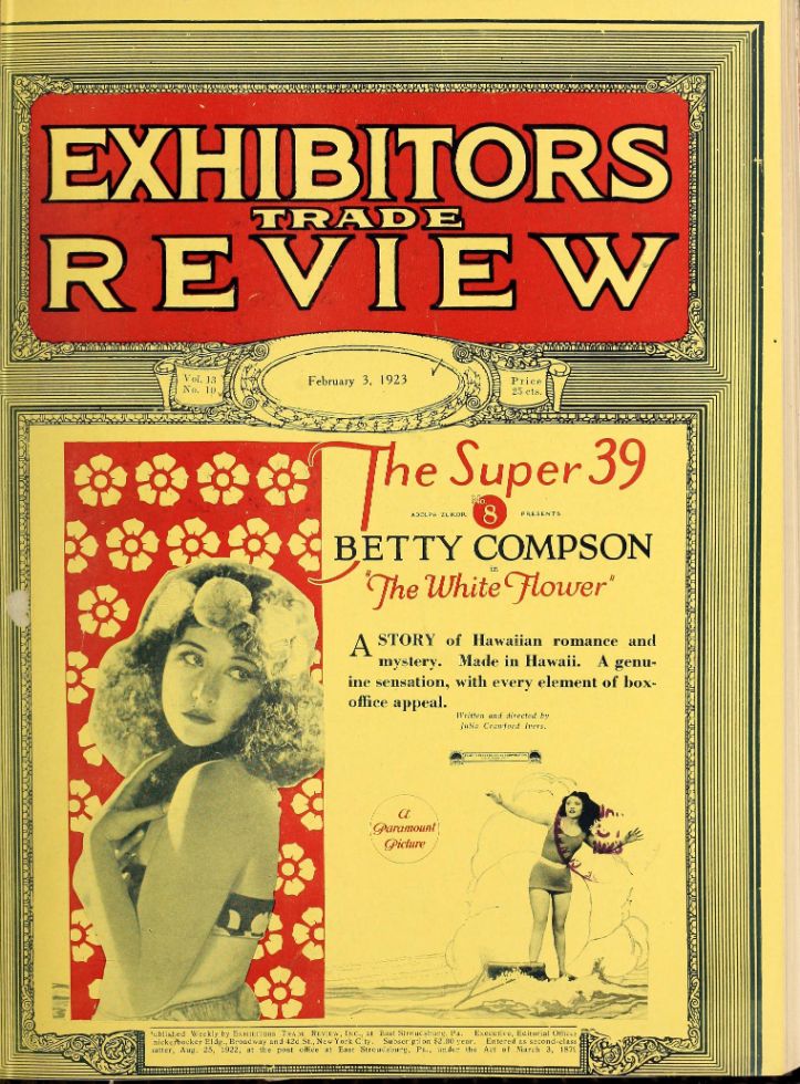 EXHIBITORS TRADE REVIEW magazine side cover 3 February 1923