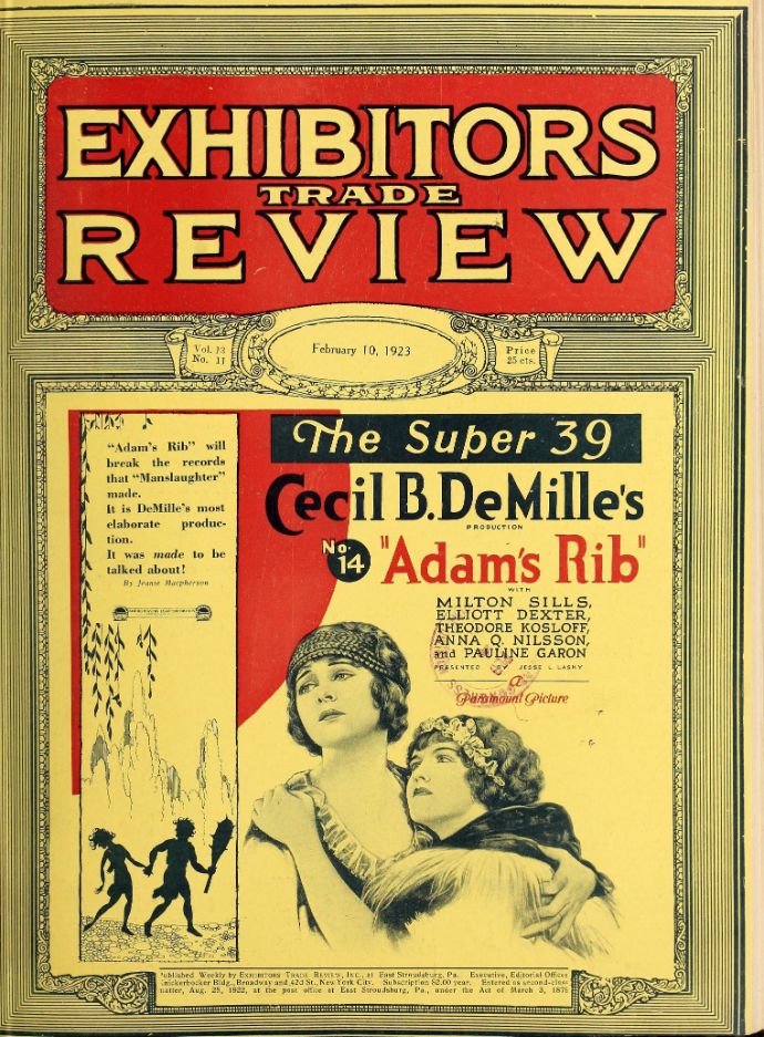EXHIBITORS TRADE REVIEW magazine side cover 10 February 1923