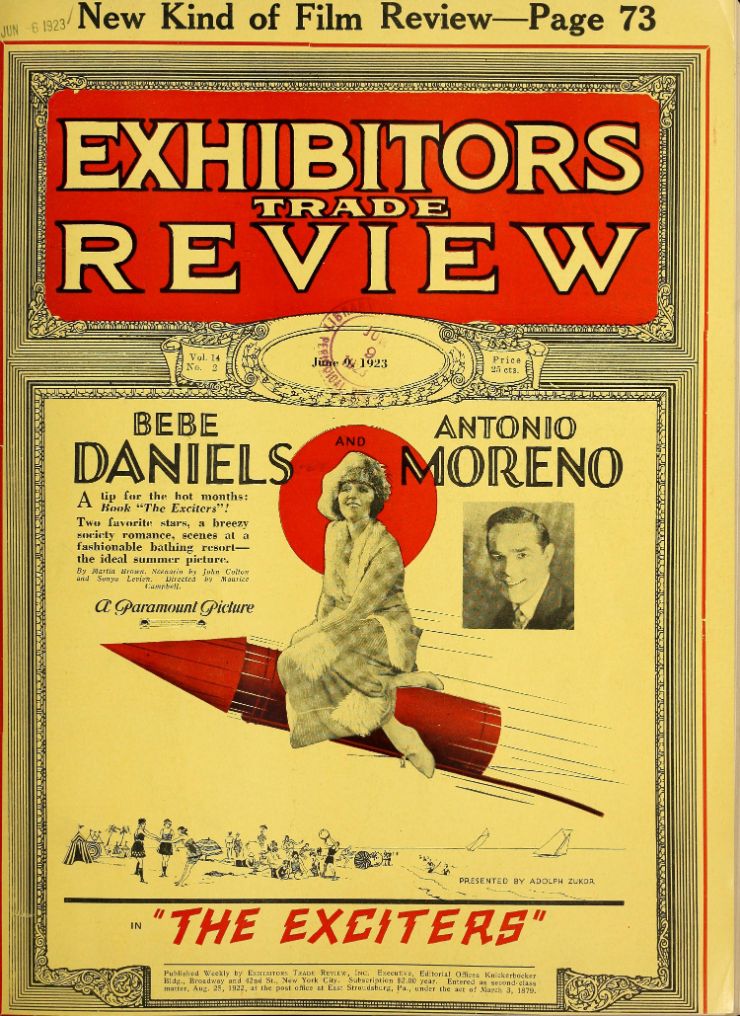 EXHIBITORS TRADE REVIEW magazine side cover 9 June 1923
