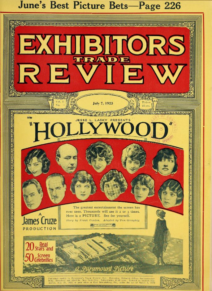 EXHIBITORS TRADE REVIEW magazine side cover 7 July 1923