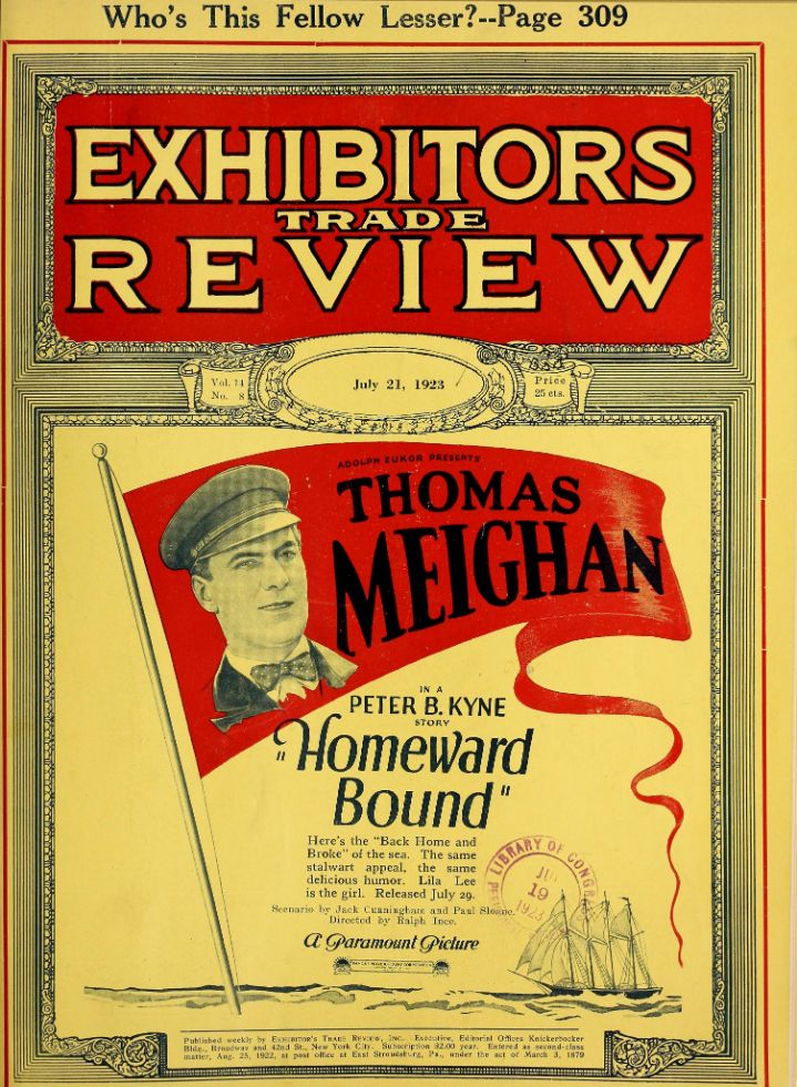 EXHIBITORS TRADE REVIEW magazine side cover 21 July 1923