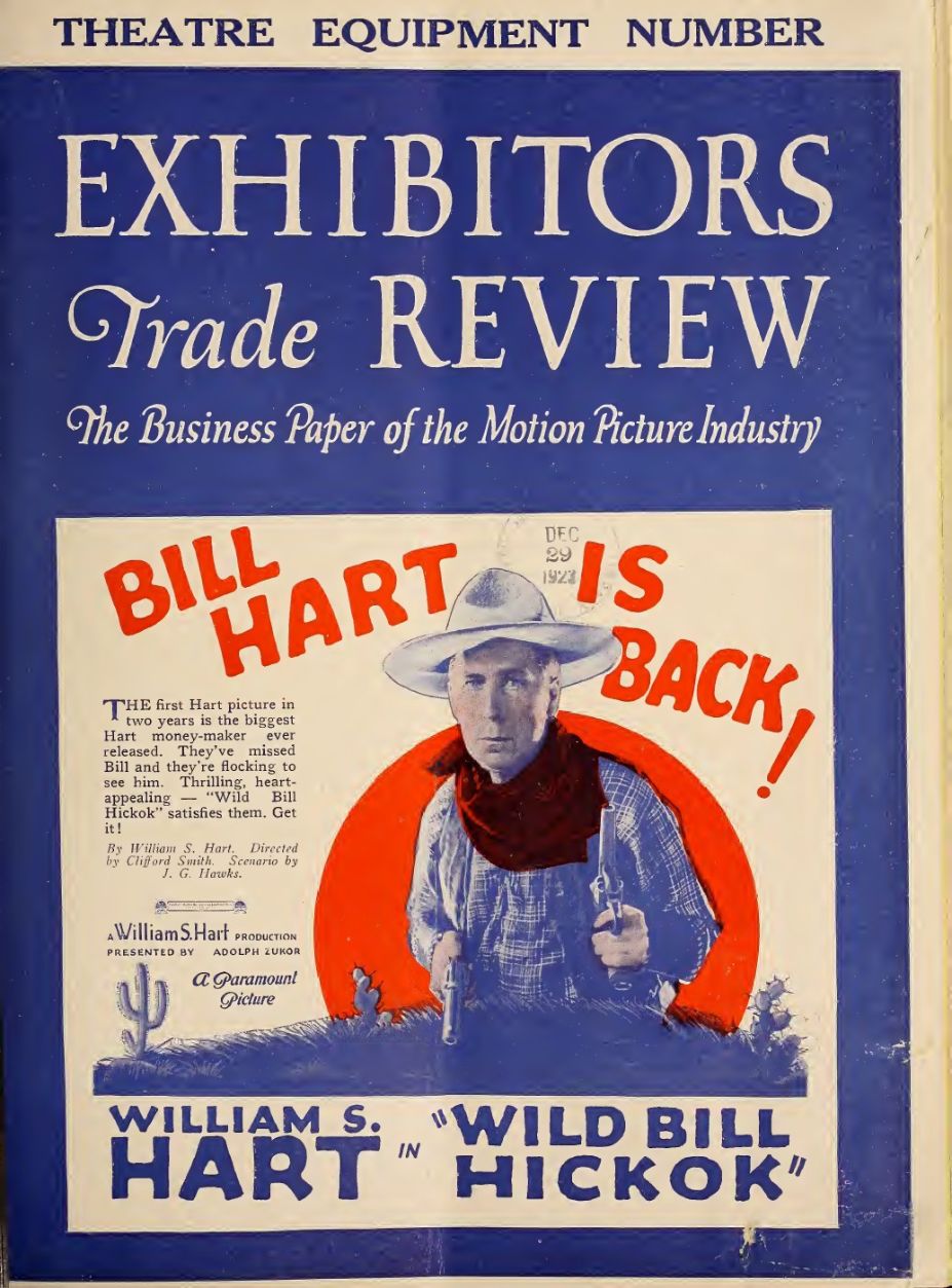 EXHIBITORS TRADE REVIEW magazine side cover 29 December 1923