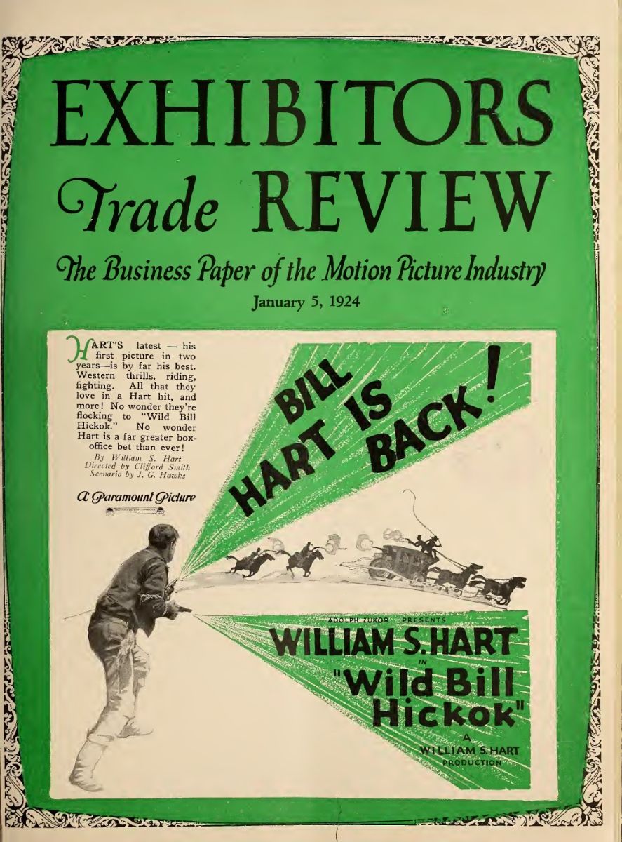 EXHIBITORS TRADE REVIEW magazine side cover 5 January 1924