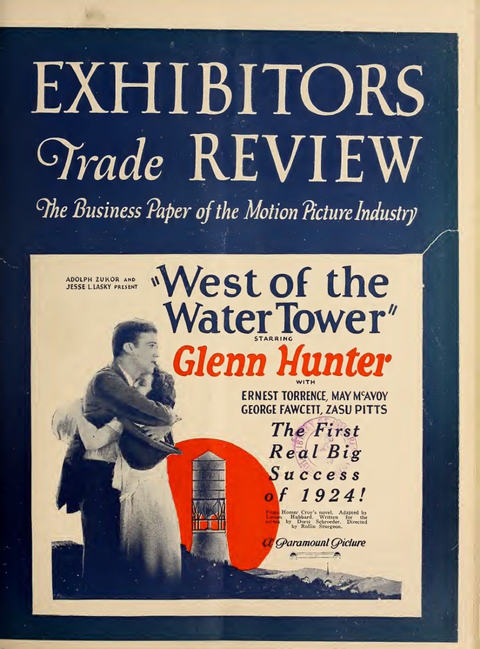 EXHIBITORS TRADE REVIEW magazine side cover 19 January 1924