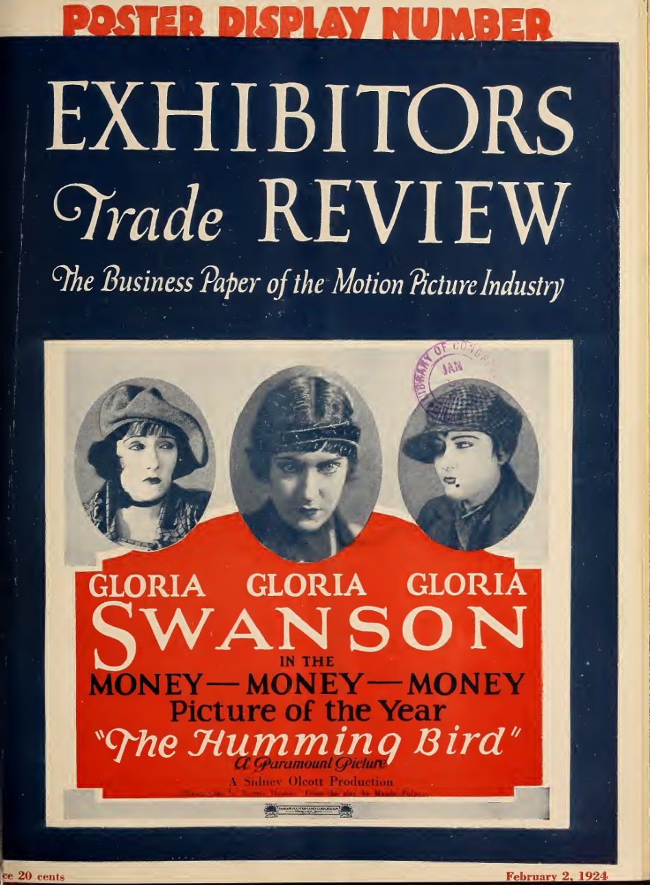 EXHIBITORS TRADE REVIEW magazine side cover 2 February 1924