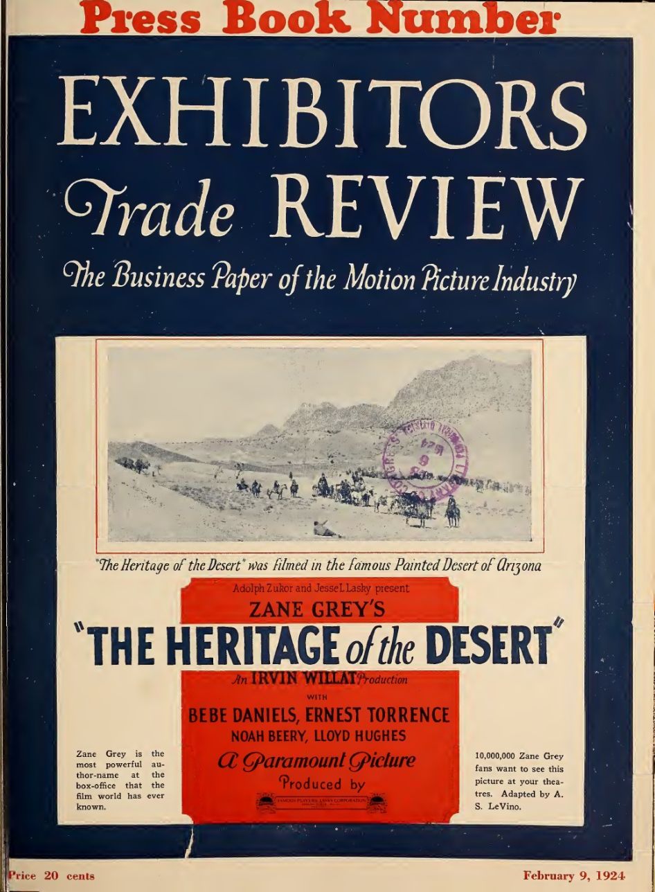 EXHIBITORS TRADE REVIEW magazine side cover 9 February 1924