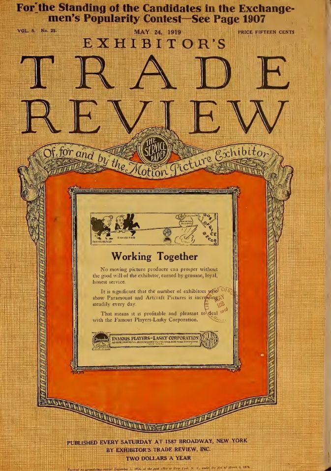 EXHIBITORS TRADE REVIEW magazine side cover 24 May 1919