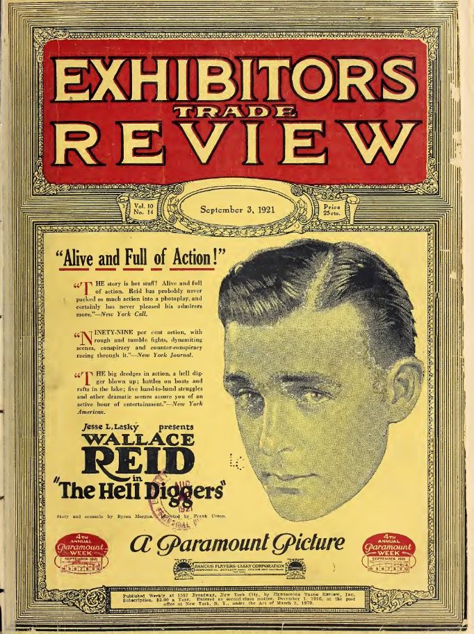EXHIBITORS TRADE REVIEW magazine side cover 3 September 1921