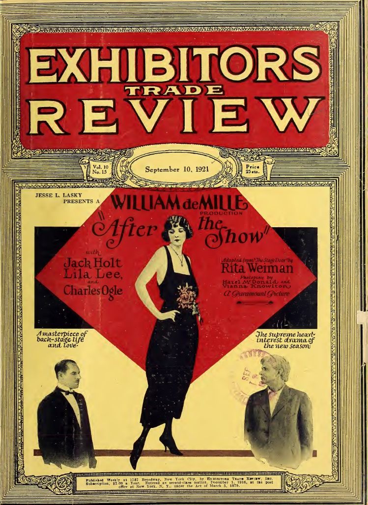 EXHIBITORS TRADE REVIEW magazine side cover 10 September 1921
