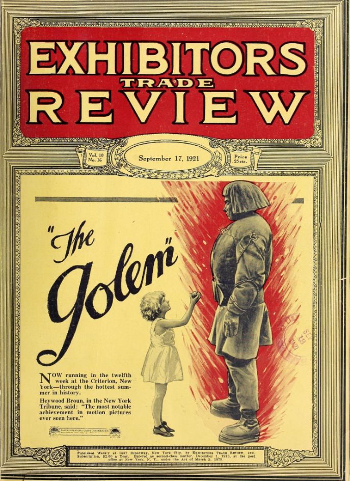 EXHIBITORS TRADE REVIEW magazine side cover 17 September 1921
