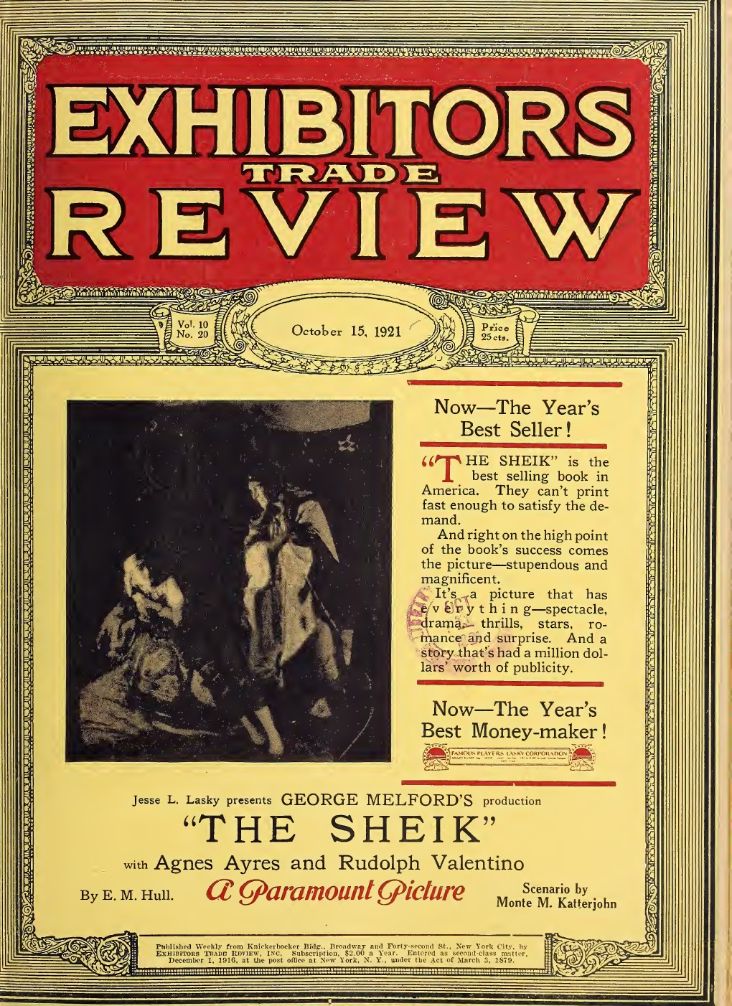 EXHIBITORS TRADE REVIEW magazine side cover 15 October 1921