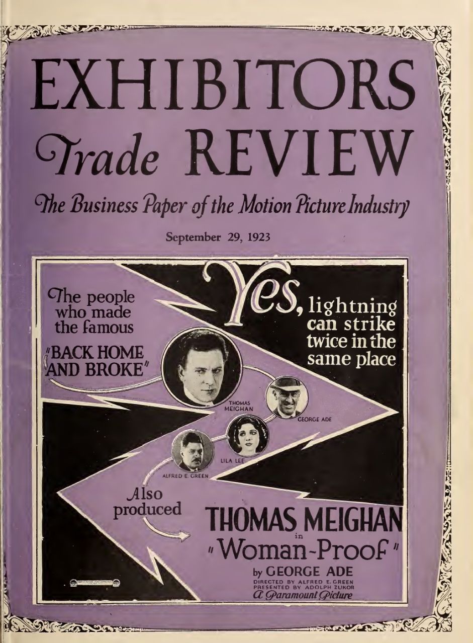 EXHIBITORS TRADE REVIEW magazine side cover 29 September 1923