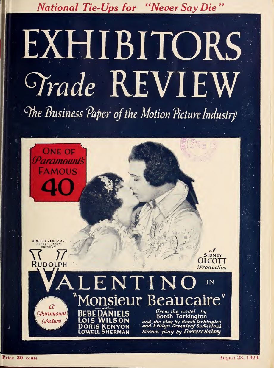 EXHIBITORS TRADE REVIEW magazine side cover 23 August 1924