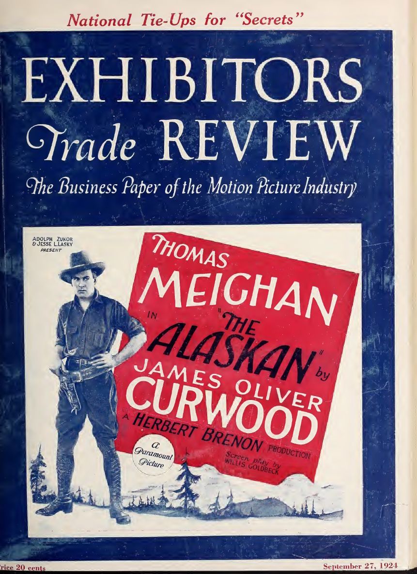 EXHIBITORS TRADE REVIEW magazine side cover 27 September 1924