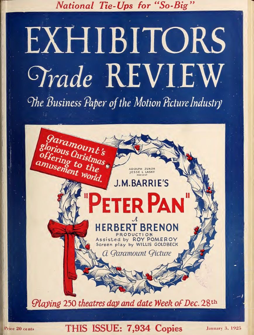 EXHIBITORS TRADE REVIEW magazine side cover 3 January 1925