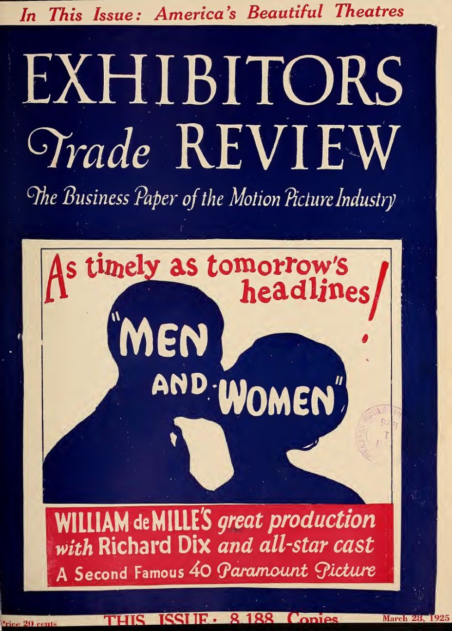 EXHIBITORS TRADE REVIEW magazine side cover 28 March 1925