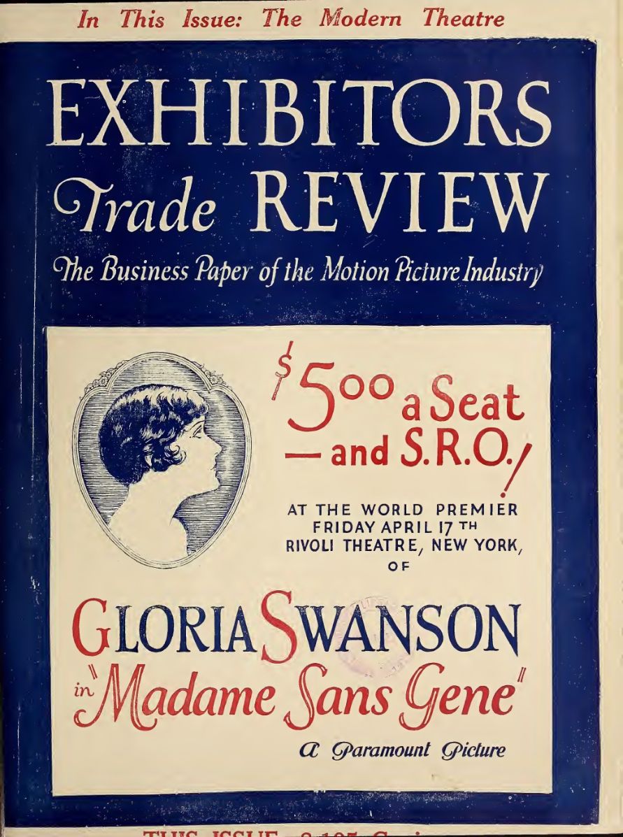 EXHIBITORS TRADE REVIEW magazine side cover 25 April 1925
