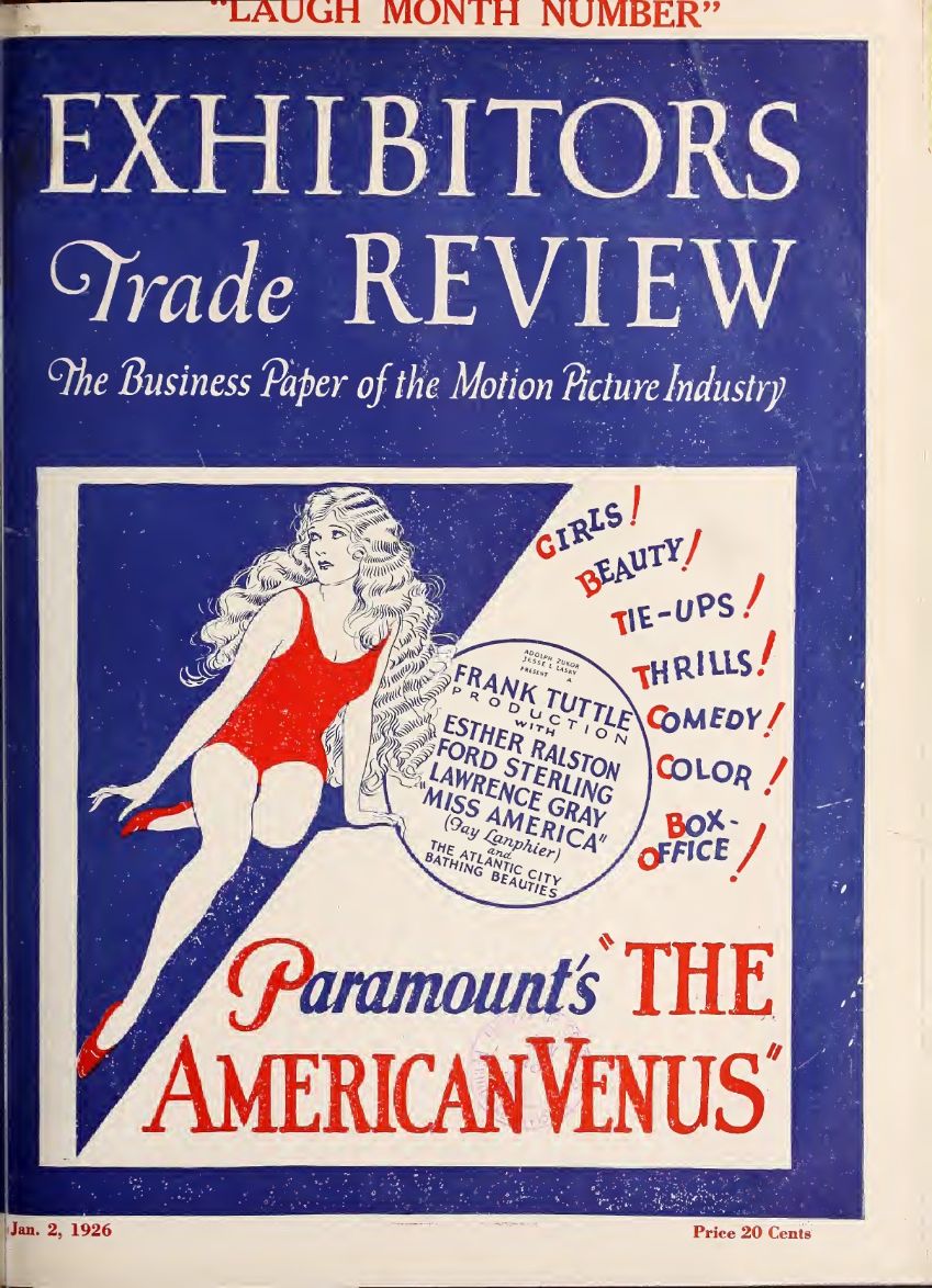 EXHIBITORS TRADE REVIEW magazine side cover 2 January 1926