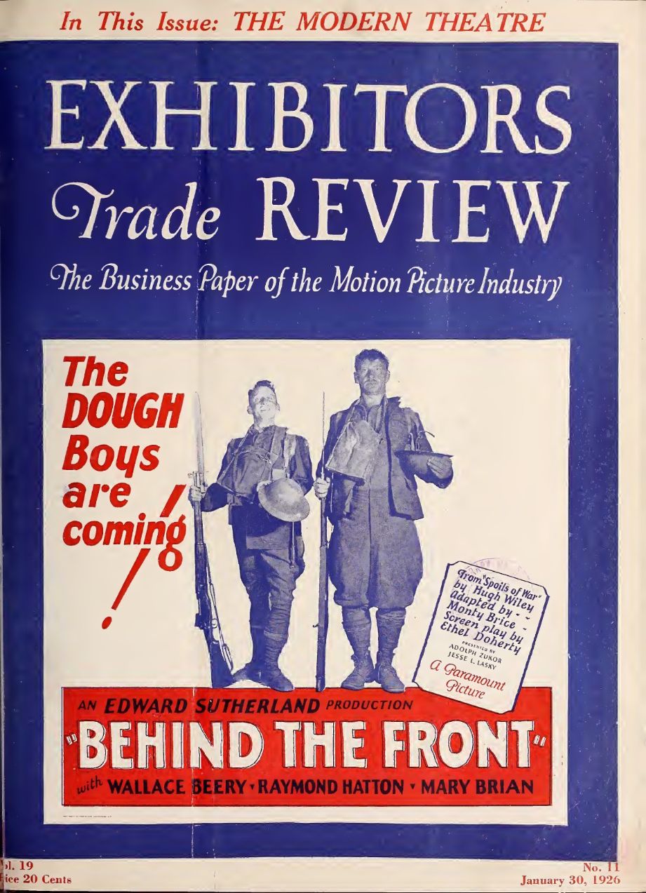 EXHIBITORS TRADE REVIEW magazine side cover 30 January 1926