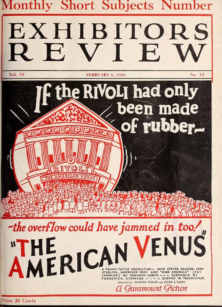 EXHIBITORS TRADE REVIEW magazine side cover 6 February 1926