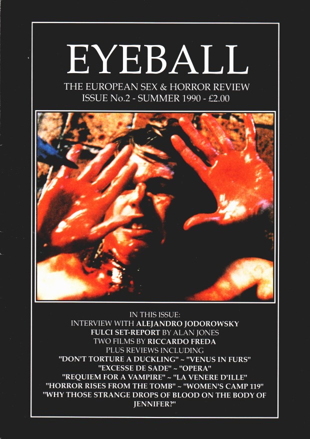 EYEBALL magazine side cover Issue 2 Summer 1990
