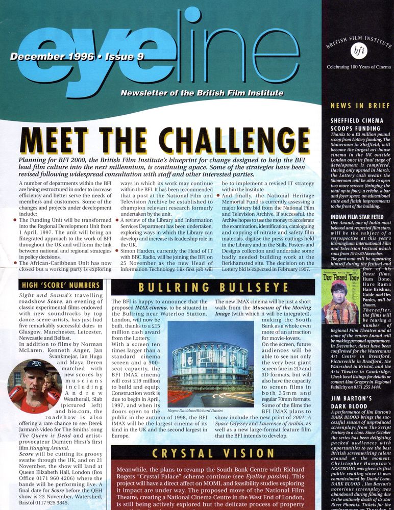 EYELINE magazine side cover Issue 9 December 1996