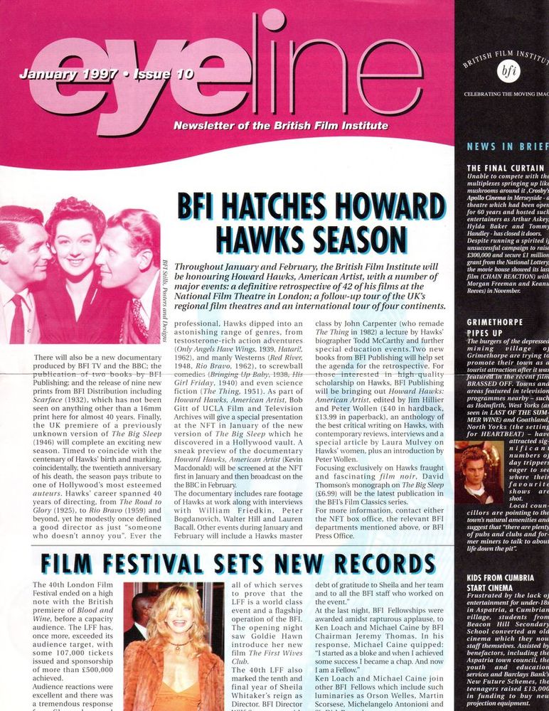 EYELINE magazine side cover Issue 10 January 1997