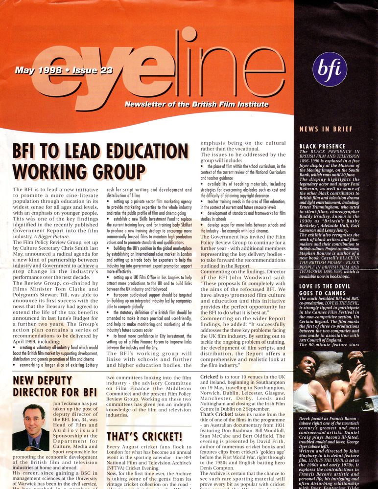 EYELINE magazine side cover Issue 23 May 1998