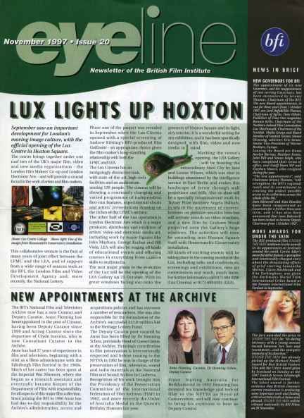 EYELINE magazine side cover Issue 20 November 1997
