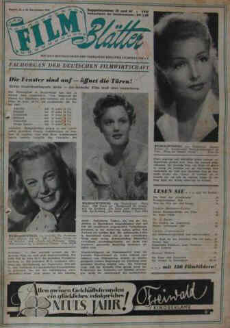 FILMBLATTER magazine side cover Issue 43 28 October 1949
