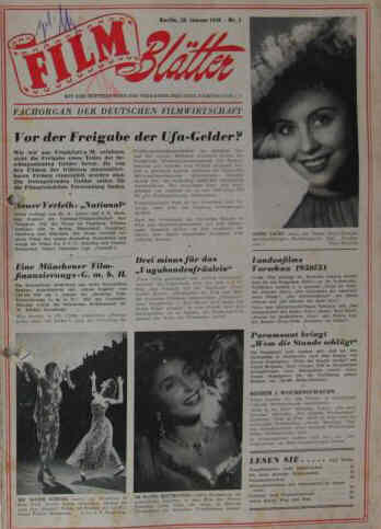 FILMBLATTER magazine side cover Issue 4 27 January 1950