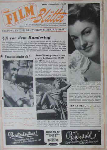 FILMBLATTER magazine side cover Issue 34 25 August 1950