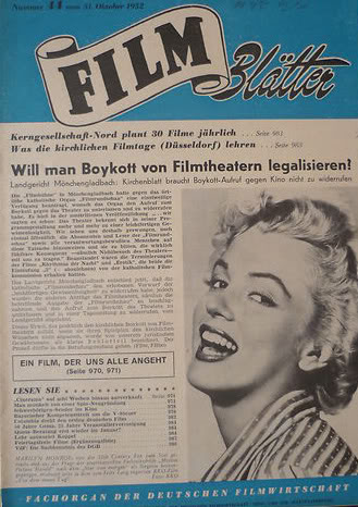 FILMBLATTER magazine side cover Issue 42 17 October 1952