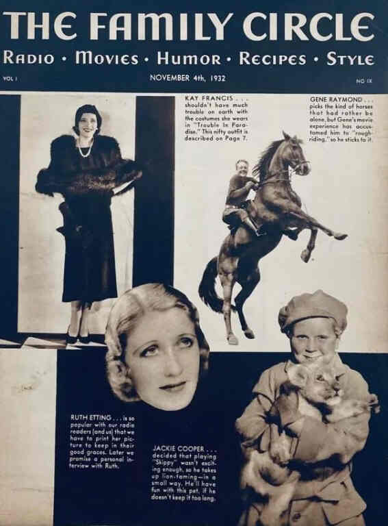 THE FAMILY CIRCLE magazine side cover 4 November 1932