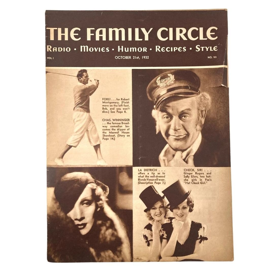 THE FAMILY CIRCLE magazine side cover 21 October 1932