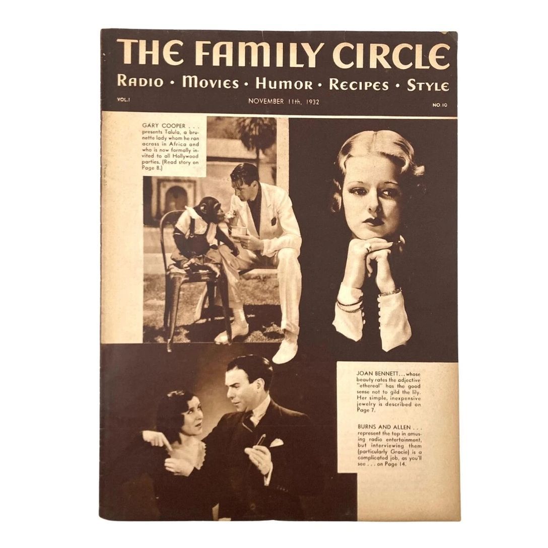 THE FAMILY CIRCLE magazine side cover 11 November 1932