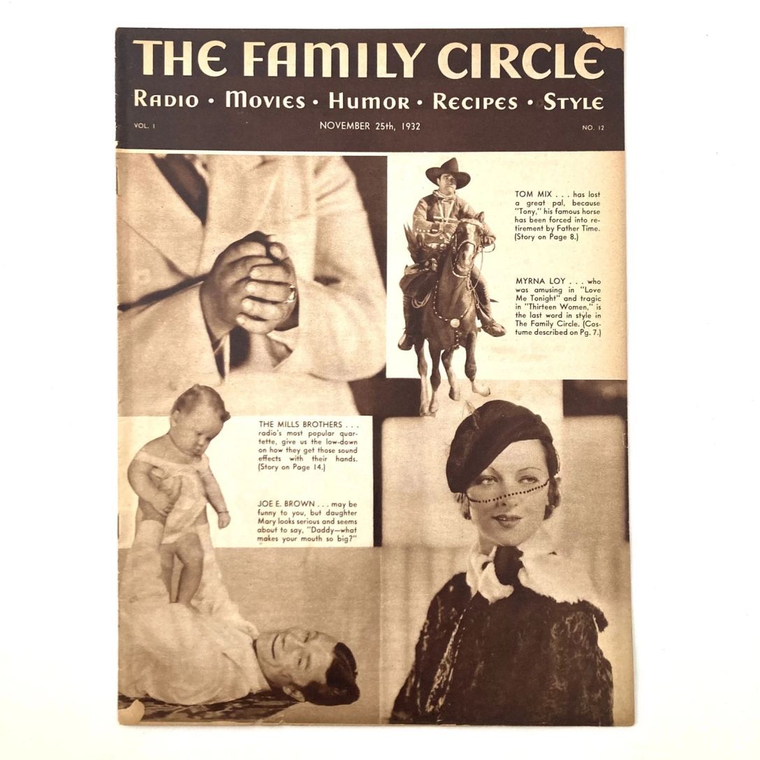 THE FAMILY CIRCLE magazine side cover 25 November 1932