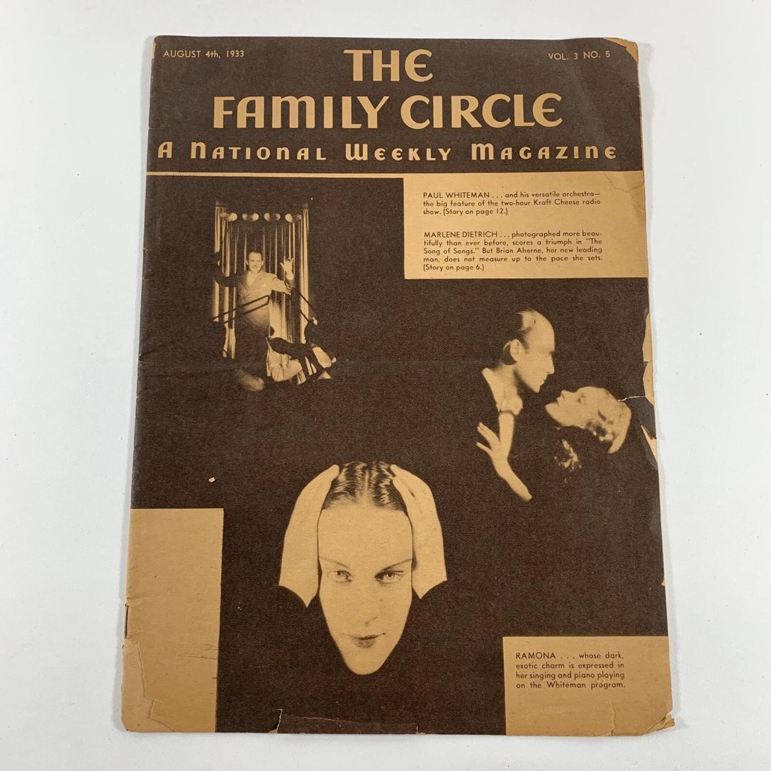 THE FAMILY CIRCLE magazine side cover 4 August 1933