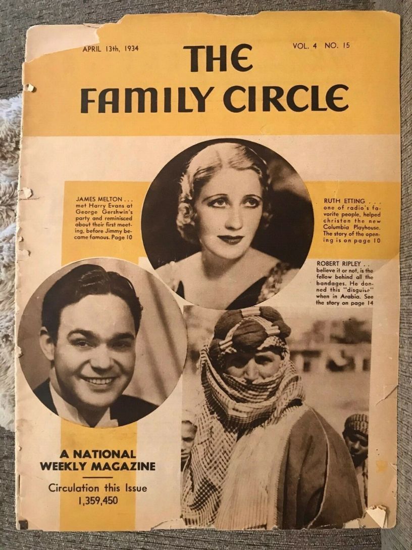 THE FAMILY CIRCLE magazine side cover 13 April 1934