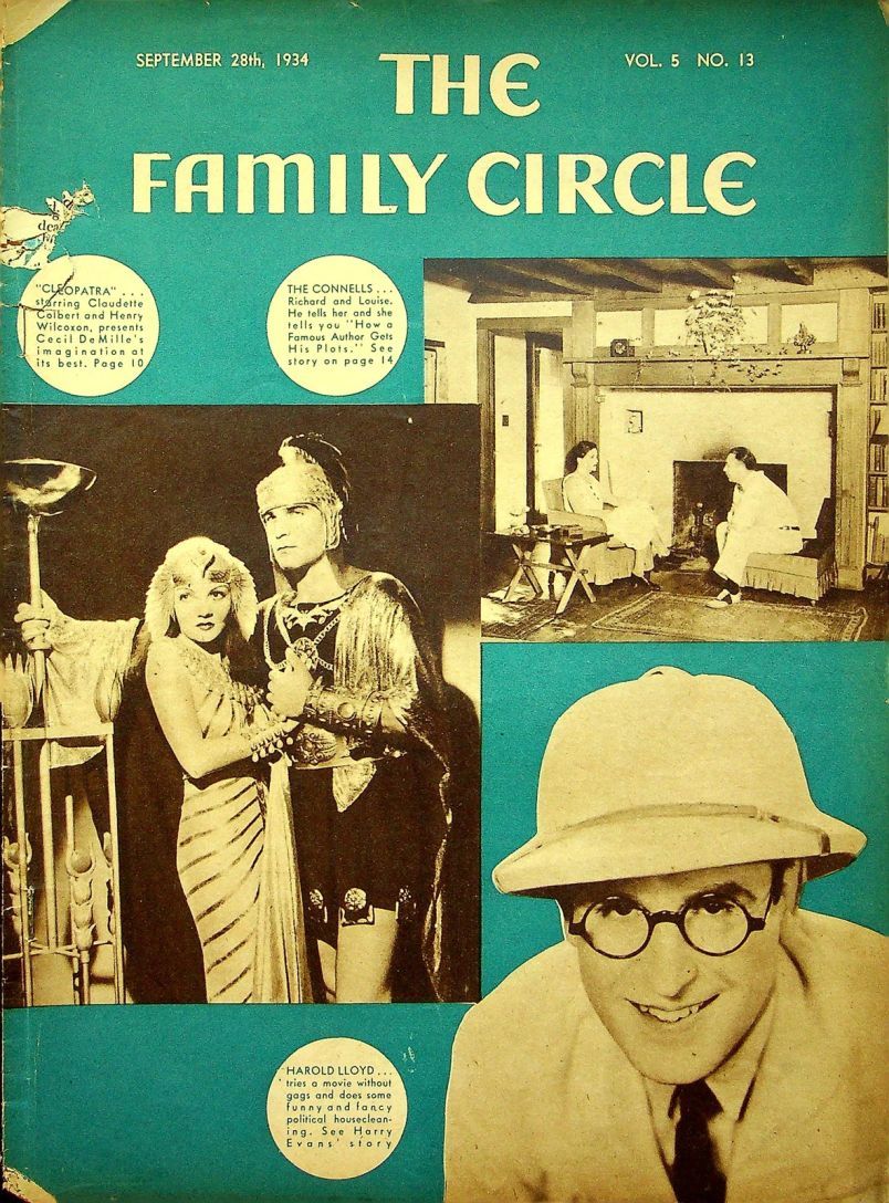 THE FAMILY CIRCLE magazine side cover 28 September 1934