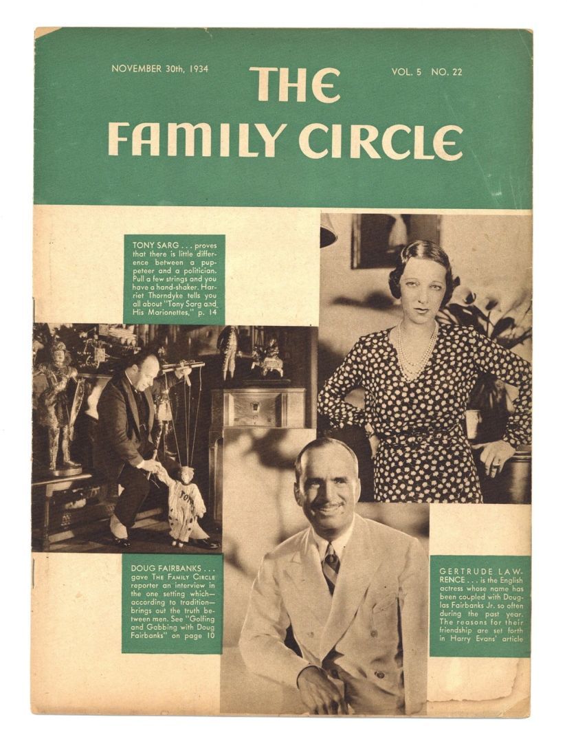THE FAMILY CIRCLE magazine side cover 30 November 1934