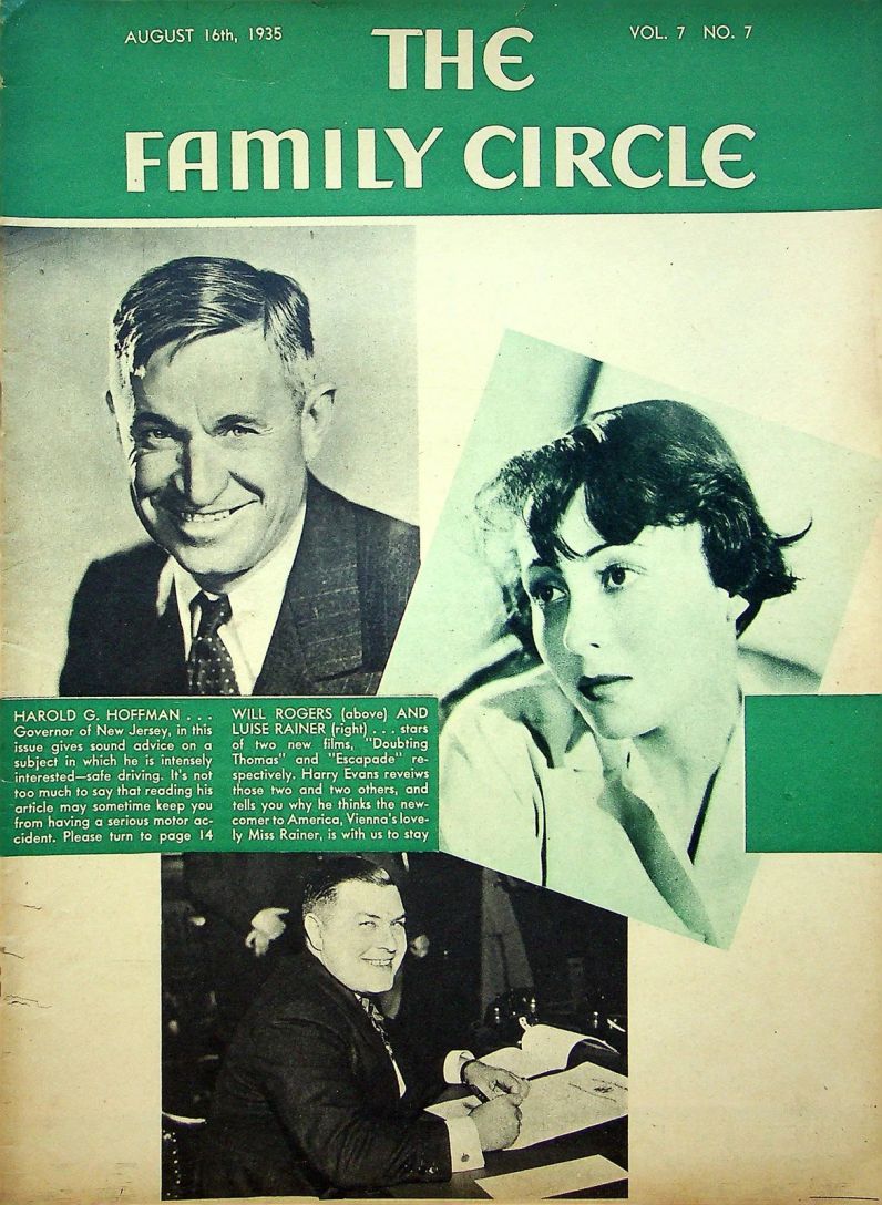 THE FAMILY CIRCLE magazine side cover 16 August 1935