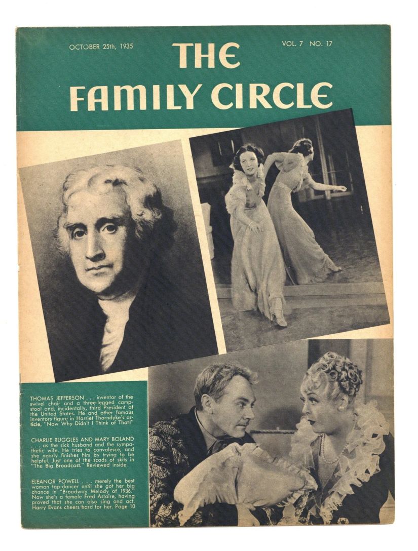 THE FAMILY CIRCLE magazine side cover 25 October 1935