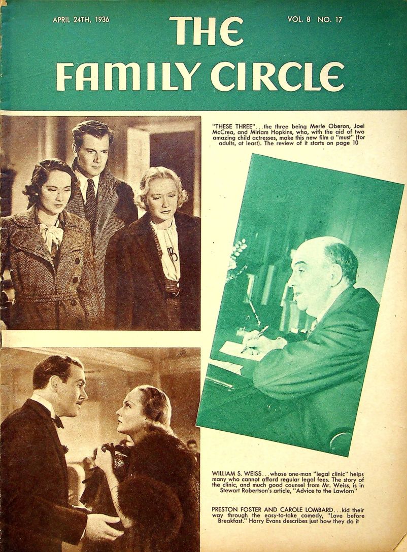 THE FAMILY CIRCLE magazine side cover 24 April 1936