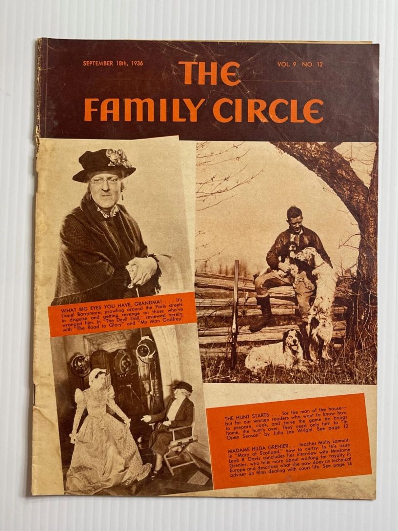 THE FAMILY CIRCLE magazine side cover 18 September 1936