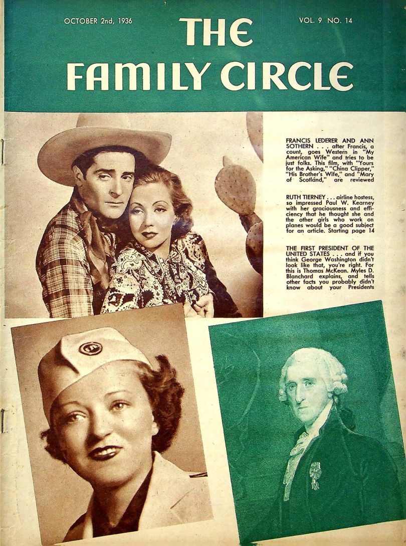 THE FAMILY CIRCLE magazine side cover 2 October 1936