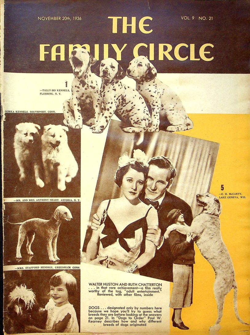THE FAMILY CIRCLE magazine side cover 20 November 1936