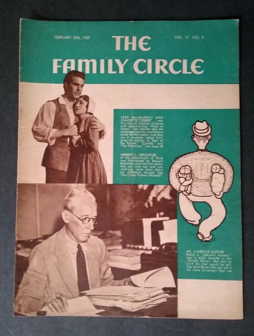 THE FAMILY CIRCLE magazine side cover 26 February 1937